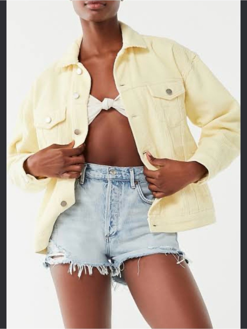 0305 Abercrombie & Fitch Light Yellow Corduroy Jean Jacket